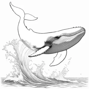 Graceful blue-whale coloring page leaping under the sunny sky coloring page