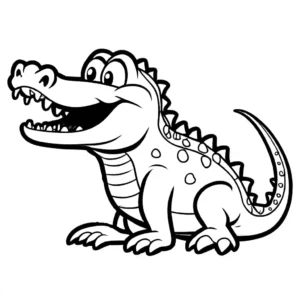 Cartoon crocodile with big teeth and long tail coloring page