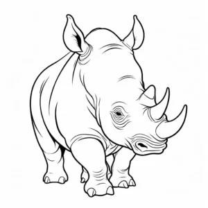 Cute cartoon Rhinoceros outline coloring page