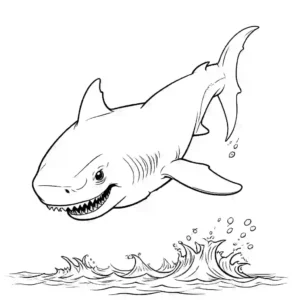 Megalodon coloring page with open mouth and sharp teeth coloring page