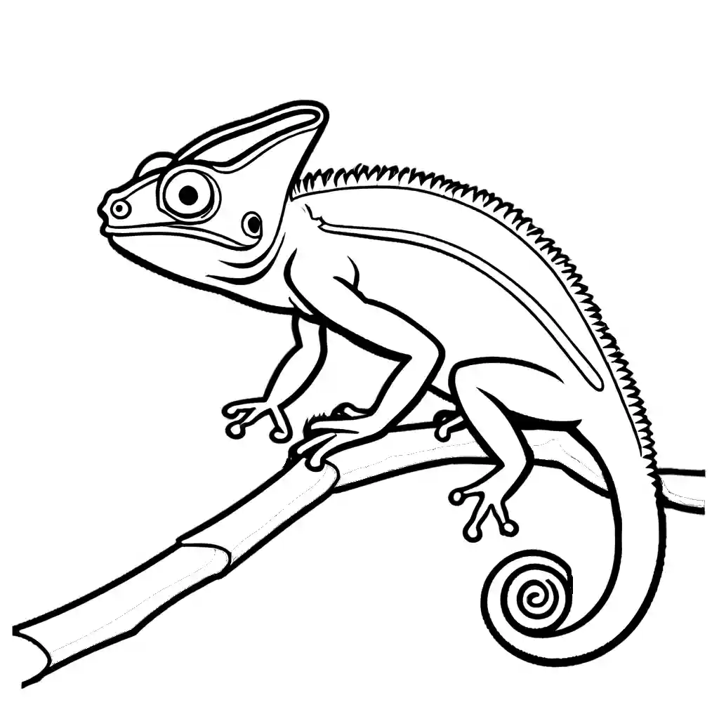 Chameleon on branch catching insect(bee) coloring page Lulu Pages