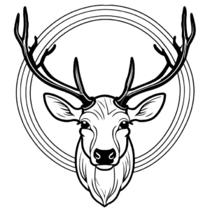 Elk coloring page with close-up of head and antlers coloring page