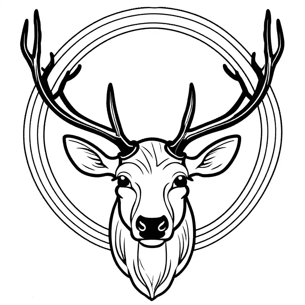 Elk coloring page with close-up of head and antlers coloring page