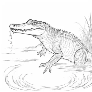 Crocodile swimming in murky water, ideal for coloring activity coloring page