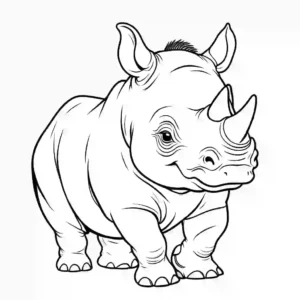 Cute cartoon Rhinoceros coloring page for children coloring page