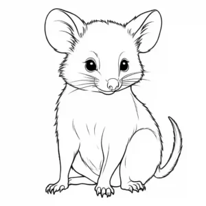 Cute possum outline drawing for coloring page