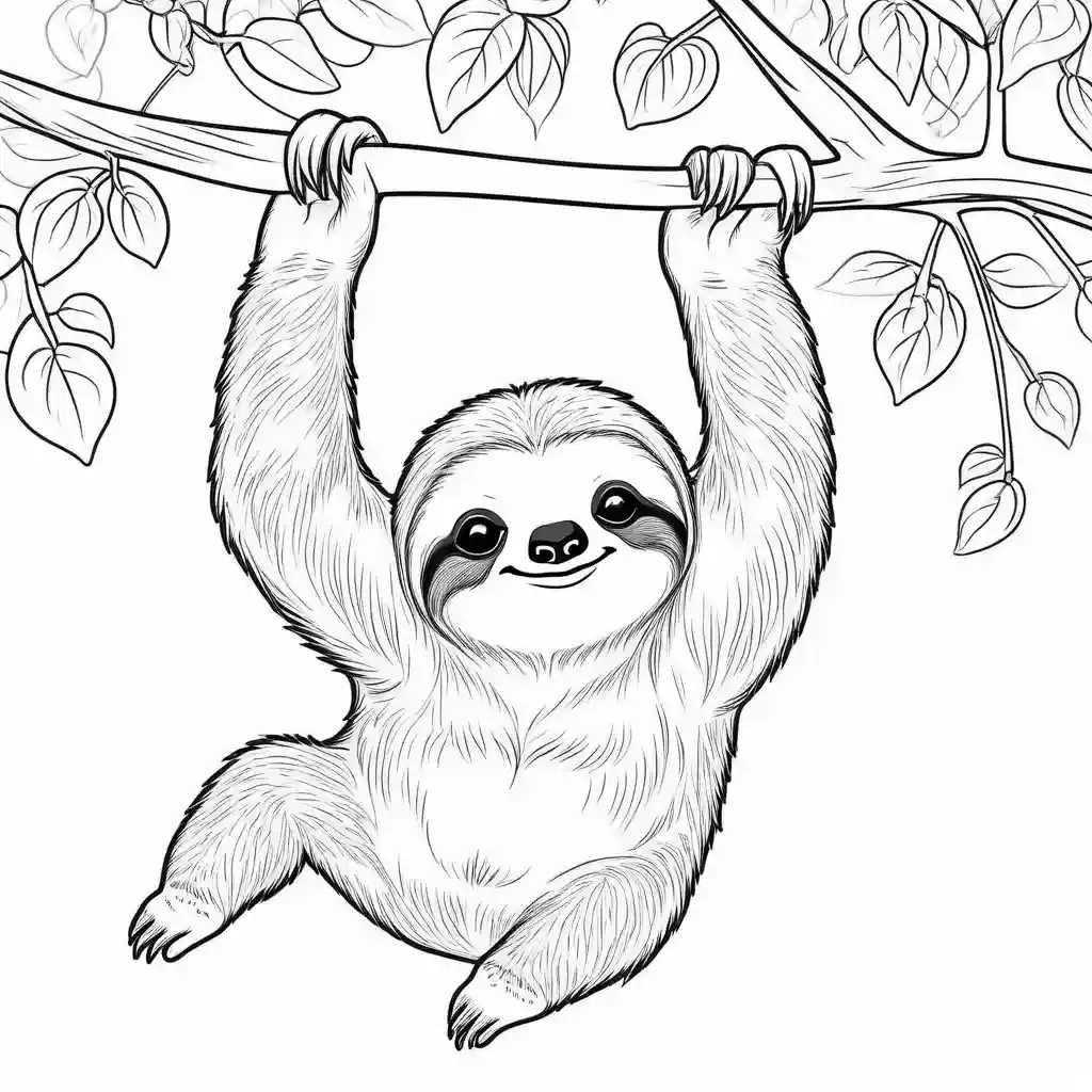 Realistic cute Sloth Coloring Page Lulu Pages
