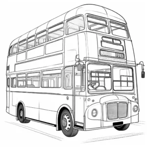 Detailed Double-Decker Bus Sketch Coloring Page