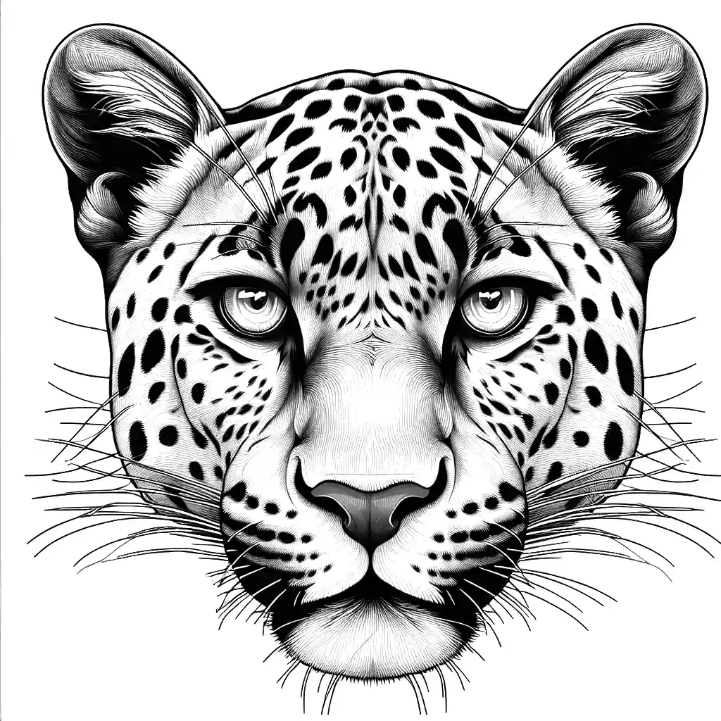 Fierce panther coloring page with sharp eyes and sleek fur coloring page