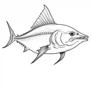 Fish head with its eye and unique nose structure, coloring page with detailed features coloring page