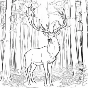 Elk standing in the forest coloring page