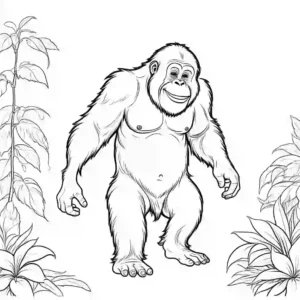 Simple orangutan coloring page standing coloring page