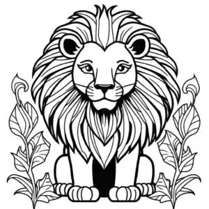 Majestic lion surrounded by intricate patterns coloring page