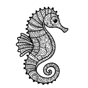 Intricately designed seahorse for kids and adults coloring page