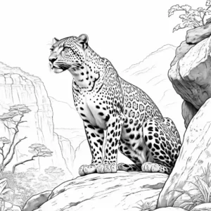 Leopard coloring page overlooking its territory coloring page