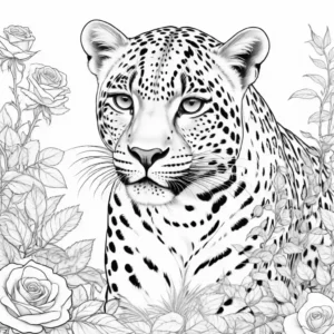 Leopard coloring page with unique rosette spots coloring page