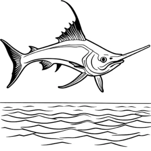 Magnificent white swordfish coloring page. coloring page