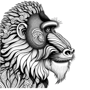 Mandrill monkey coloring page with intricate patterns coloring page