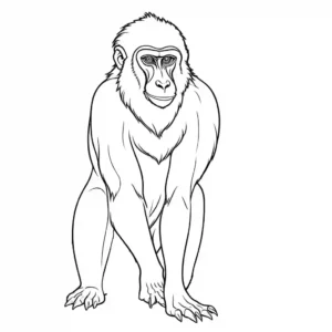 Simple Mandrill body outline with unique facial features coloring page