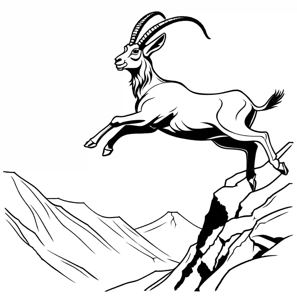 Leaping Markhor coloring page