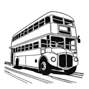 Double-decker bus with passengers in outline coloring page