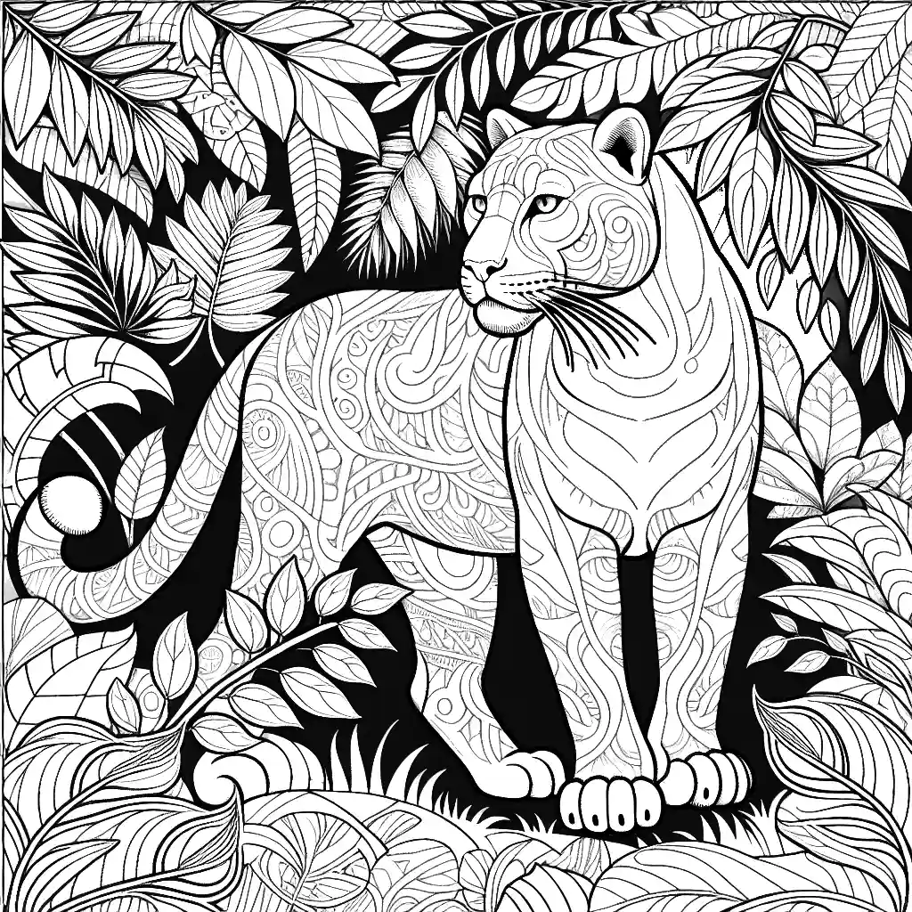 Patterned majestic panther in jungle coloring page Lulu Pages