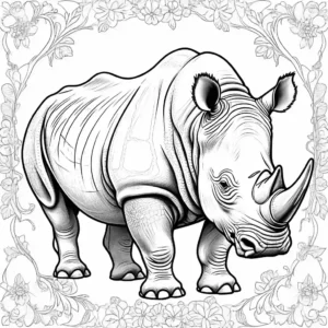 Detailed rhinoceros with skin patterns coloring page
