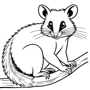 Possum with a long prehensile tail coloring page