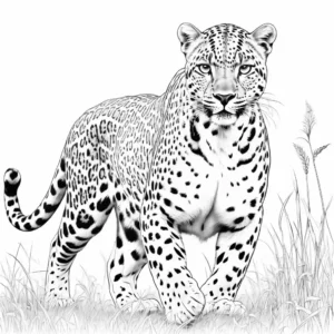 Leopard coloring page in natural habitat coloring page