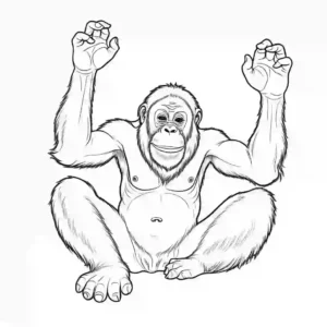 Orangutan coloring page in relaxed pose coloring page