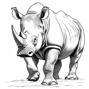 Rhinoceros outline in natural habitat coloring page