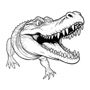 Fierce crocodile coloring page with open mouth coloring page