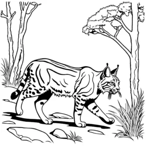 Bobcat coloring page in the wild coloring page
