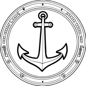 Smiling anchor illustration coloring page