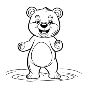 Smiling bear coloring page standing on hind legs coloring page