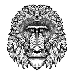 Mandrill face with patterns coloring page