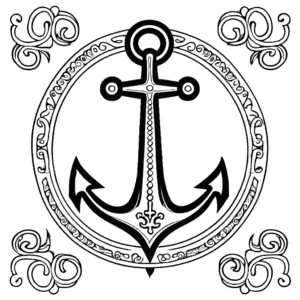 Anchor coloring page with detailed patterns and designs coloring page