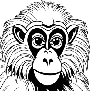 Juvenile mandrill monkey close-up for coloring page