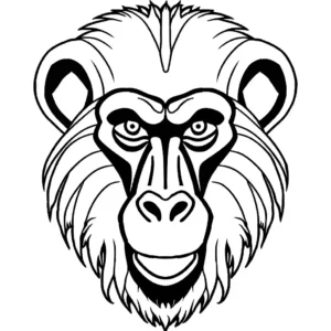 Mandrill monkey with striking facial features and unique fur markings coloring page