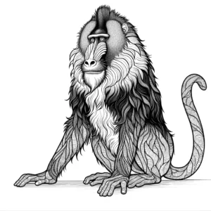 Distinctive facial features mandrill coloring page
