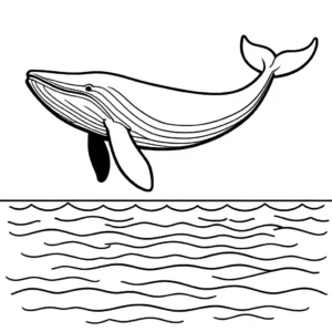 Simple blue whale outline for coloring page