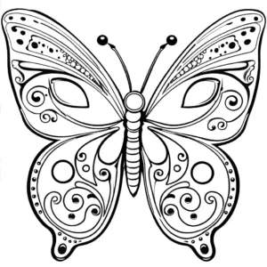 Butterfly with abstract patterns and shapes on its wings coloring page