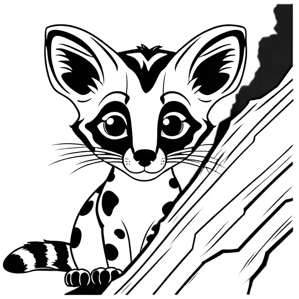 Genet coloring page with playful peeking expression coloring page