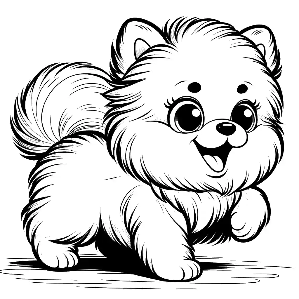 Cute Pomeranian puppy coloring page