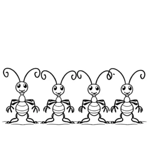 Group of ants coloring page
