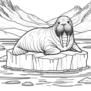 Walrus laying on the ice in the Arctic coloring page