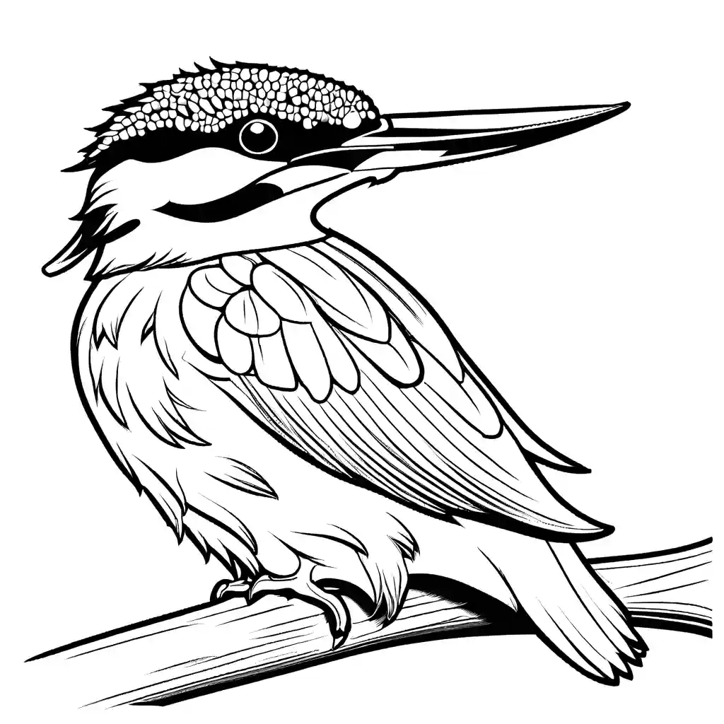 Close-up Kingfisher coloring page with sharp eye and intricate feathers coloring page