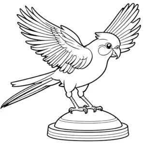 Cockatiel playing with colorful toy coloring page