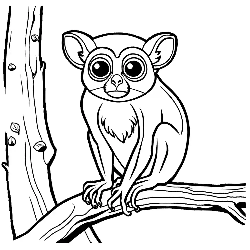 Tarsier sitting on a rock and gazing into the distance coloring page