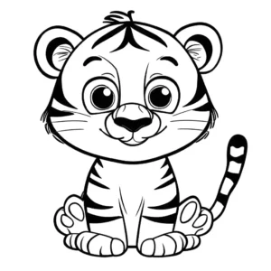 Friendly cartoon tiger illustration coloring page